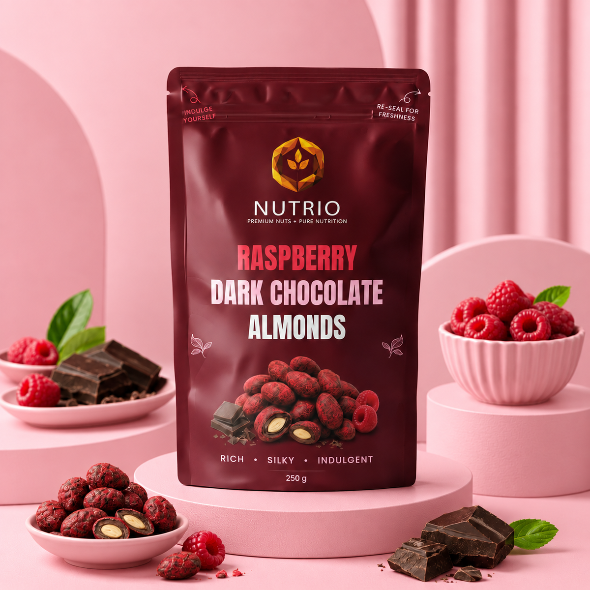 Raspberry Dark Chocolate Almonds